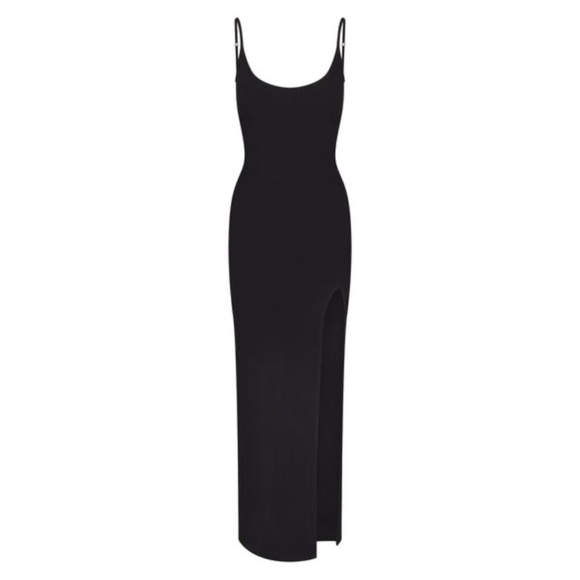 SKIMS SOFT LOUNGE CAMI SLIT LONG DRESS NWT IN ONYX L - Picture 4 of 5
